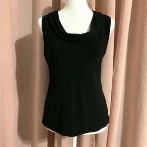 y2k cowl neck black sleeveless blouse